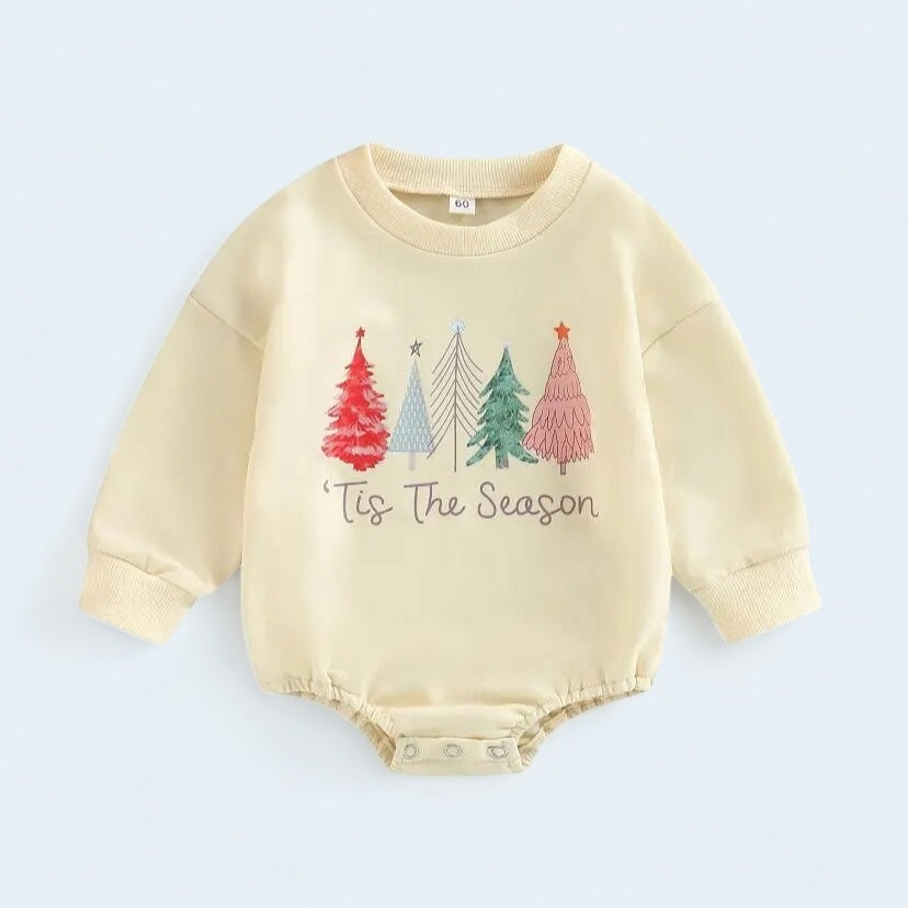 "Tis the Season" Baby Christmas Onesie Bubble Romper - Gathering Littles