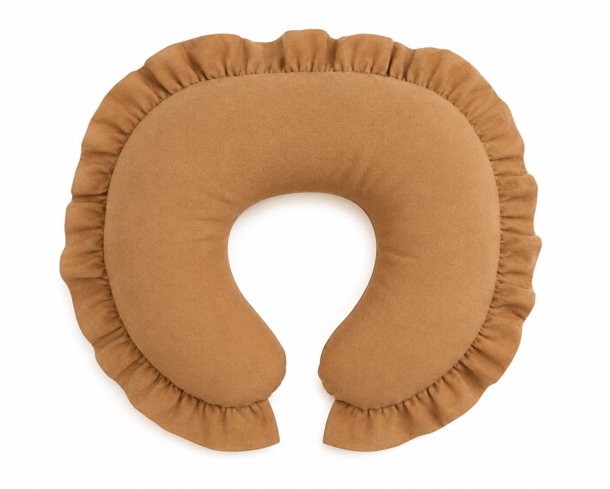 Brown Solid Ruffle Nursing Pillow Cover
