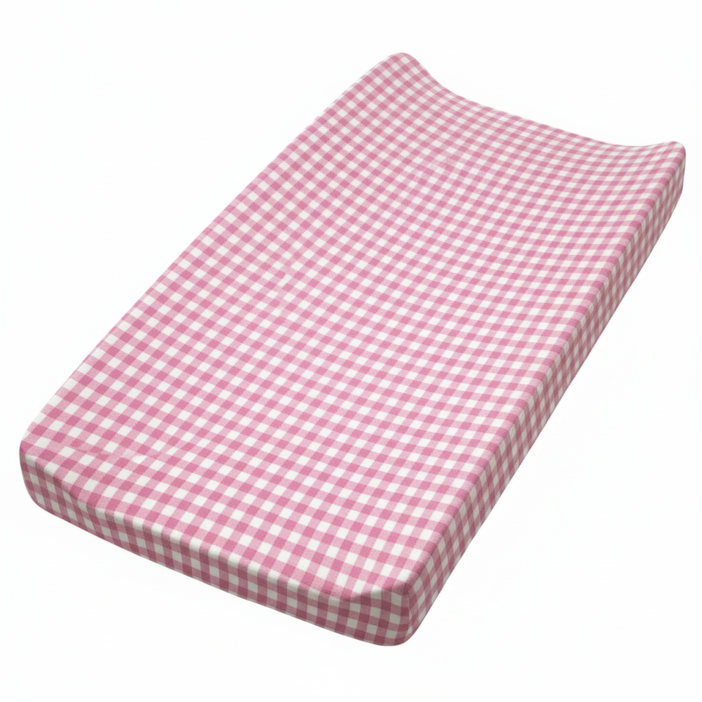 Pink White Gingaham Changing Pad Cover