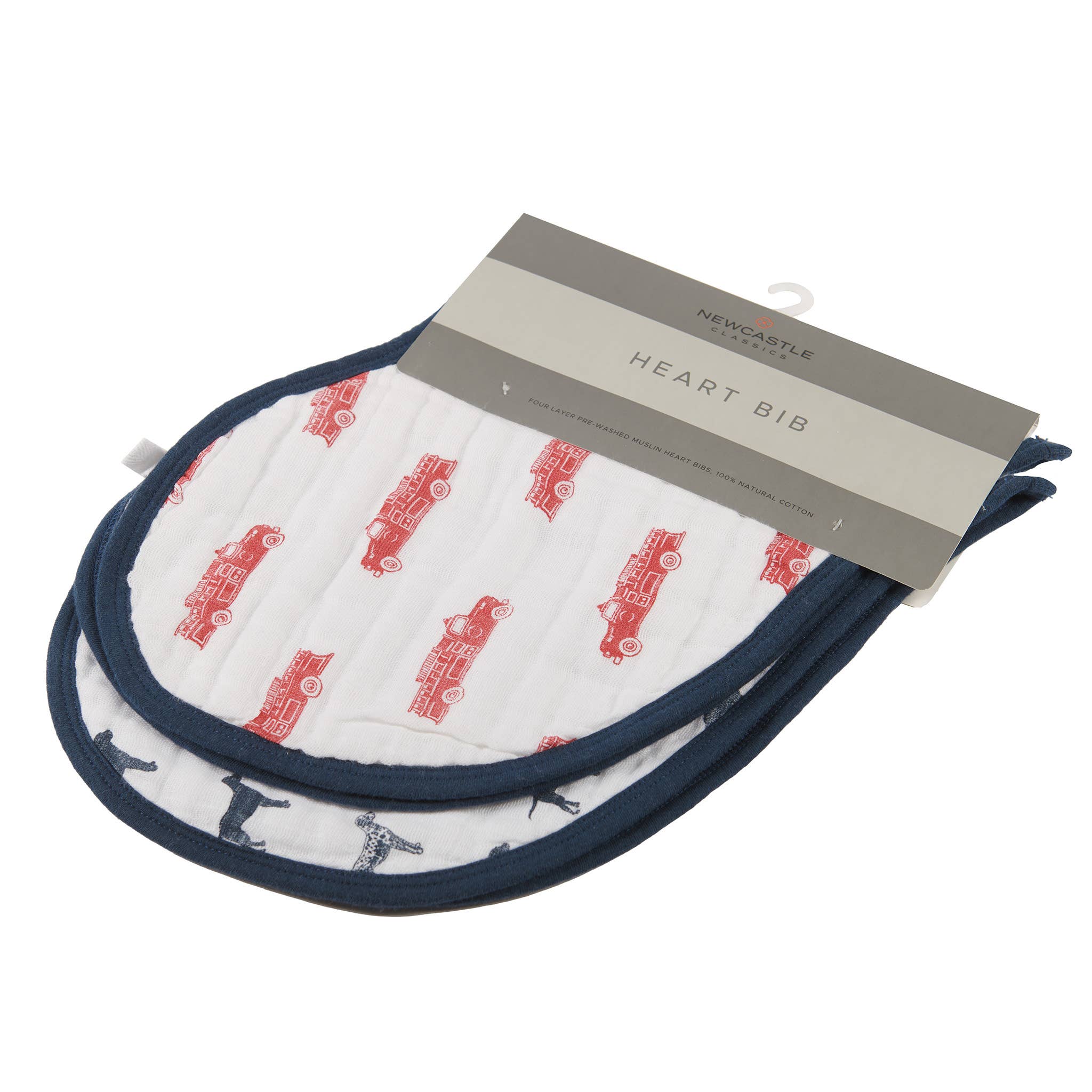 Fire Truck and Dalmatian Heart Bibs; Cotton - Set of 2