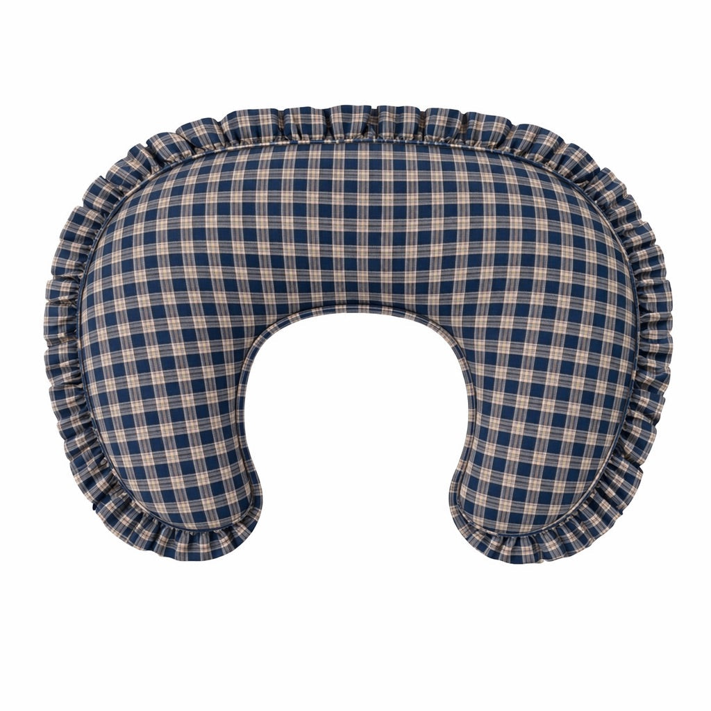 Blue Plaid Ruffle Nursing Pillow Cover