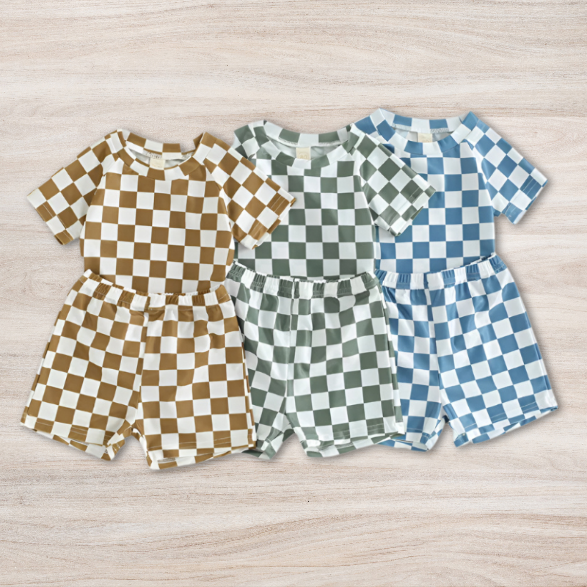 Toddler Checkered Short Sleeve Top and Shorts Set
