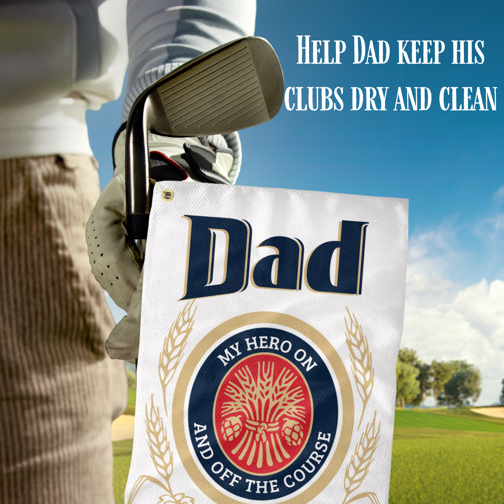 Golf Gift for Dad - Beer Themed Golf Towel Gift for Dad