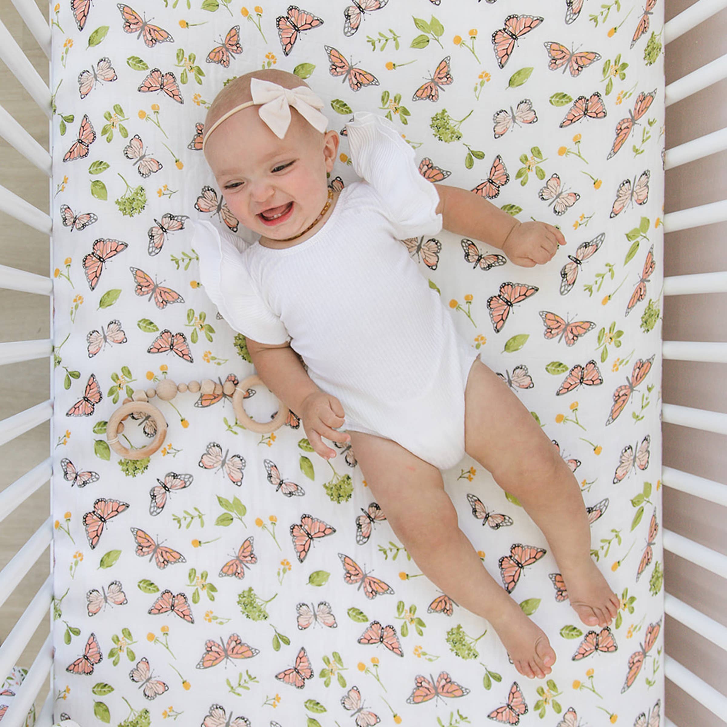 Butterfly Oh-So-Soft Muslin Crib Sheet