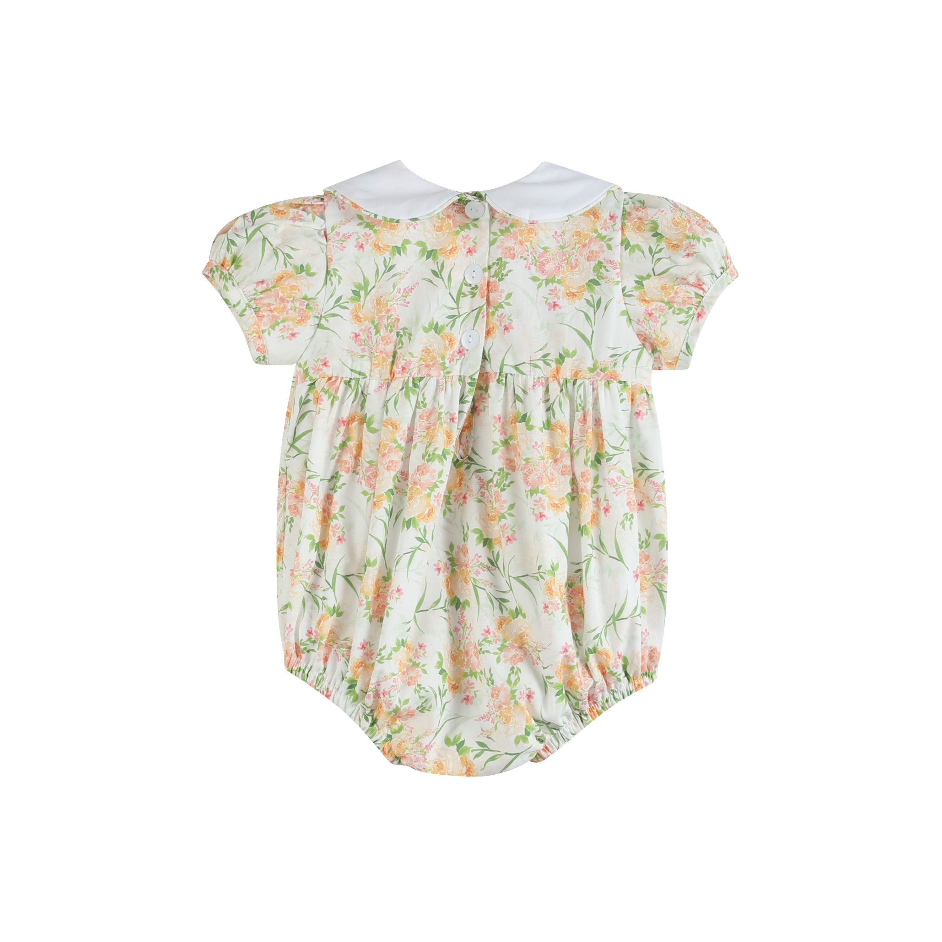 Floral Smocked Collared Bubble Romper