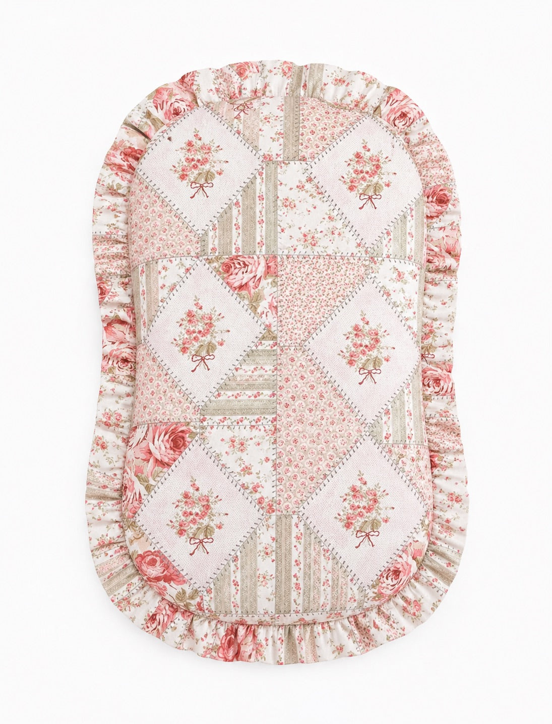 Pink Green Patchwork Ruffle Baby Lounger Cover