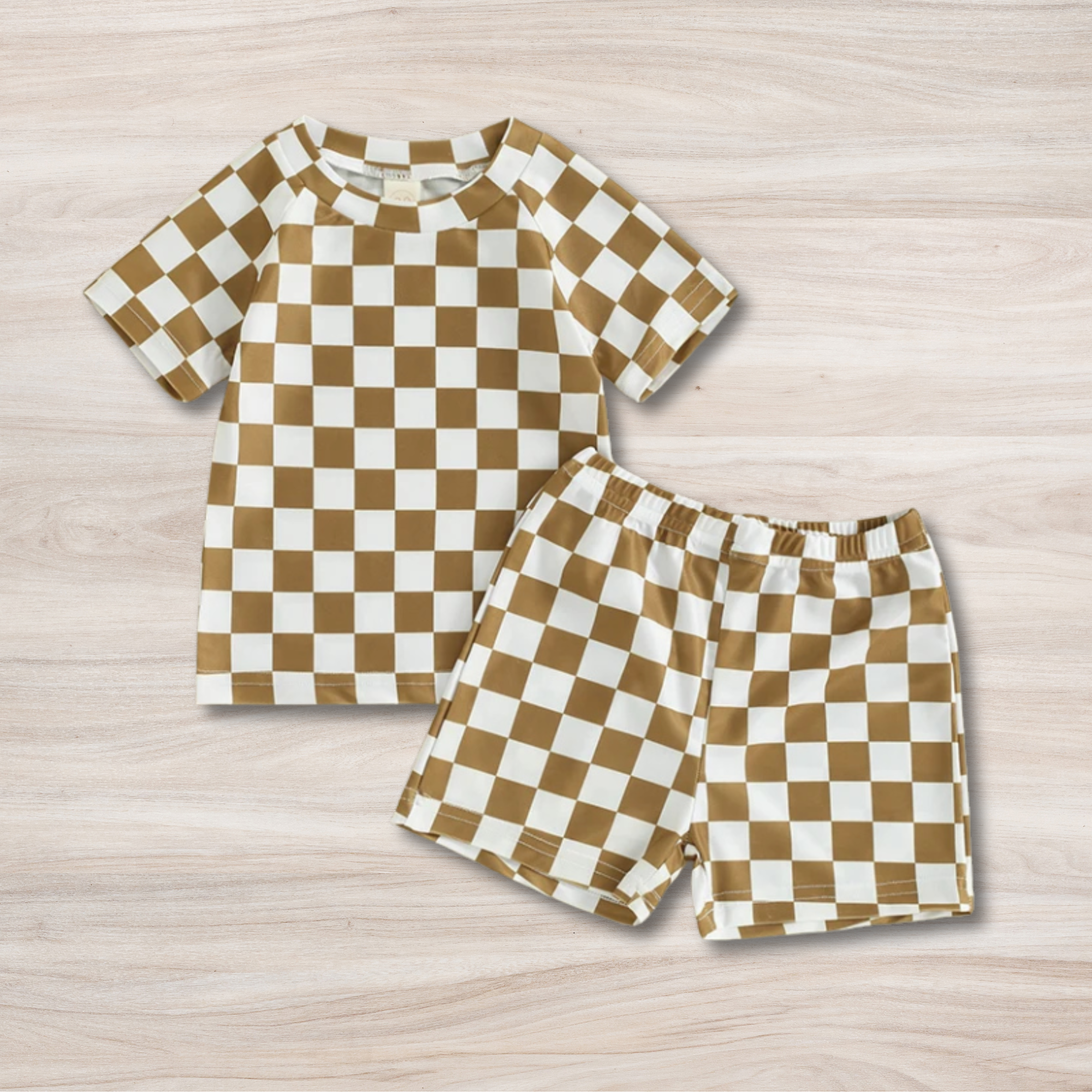 Toddler Checkered Short Sleeve Top and Shorts Set