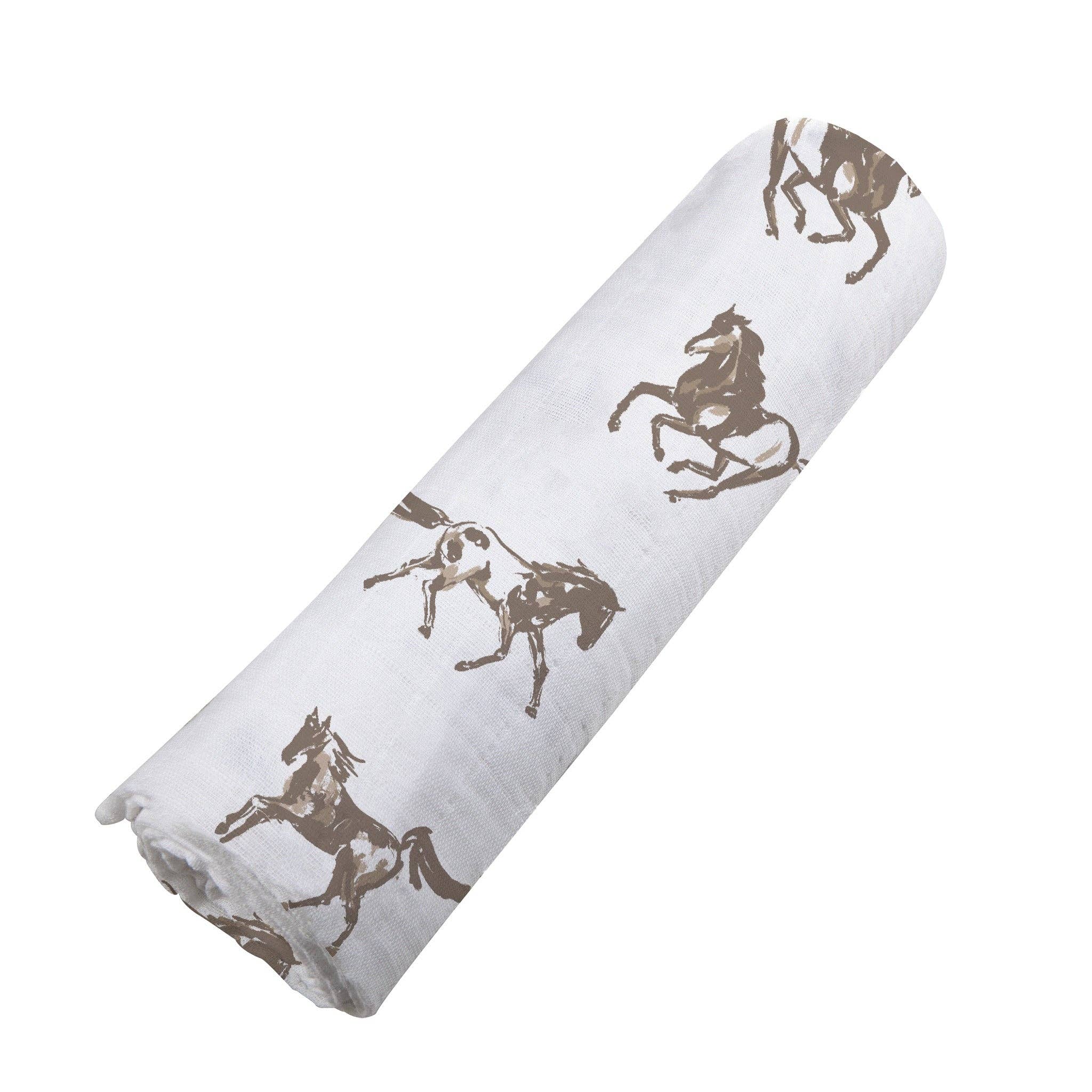 Galloping Horses Bamboo Baby Swaddle