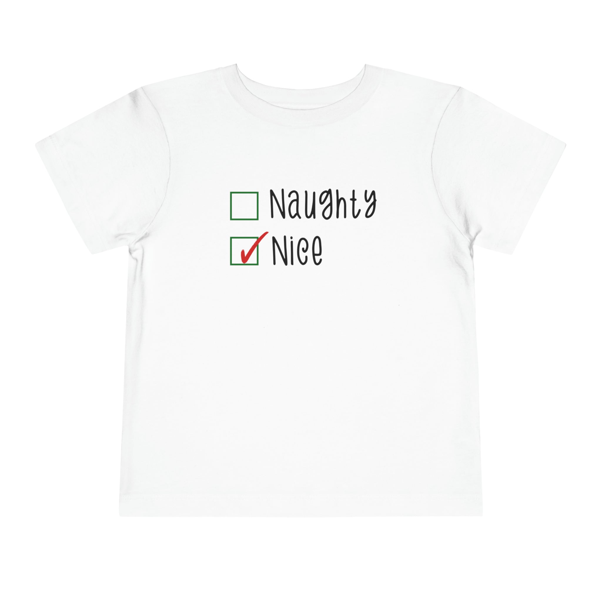 Naughty or Nice List Natural Toddler Shirt, Cute Santa&