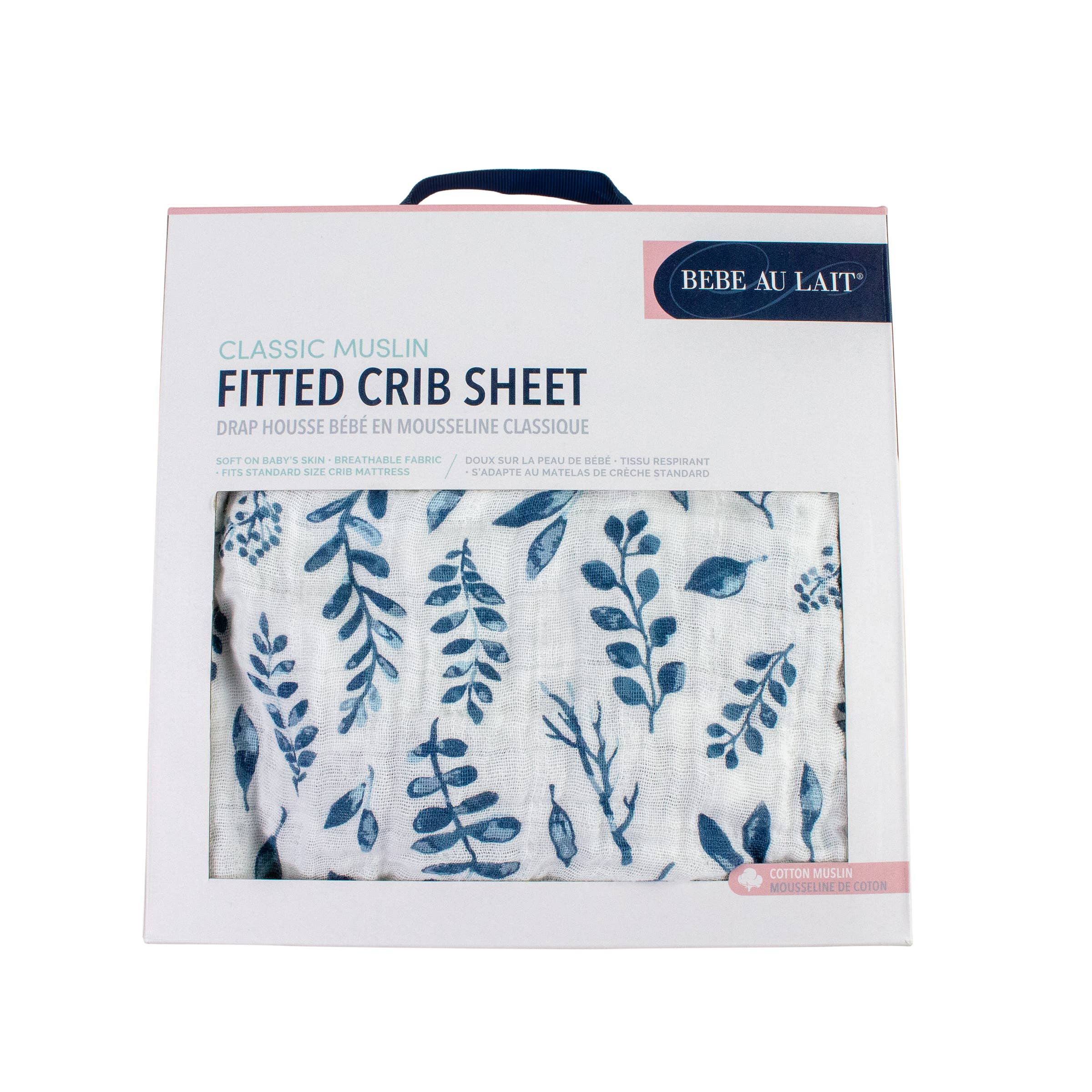 Blue Leaves Classic Muslin Crib Sheet