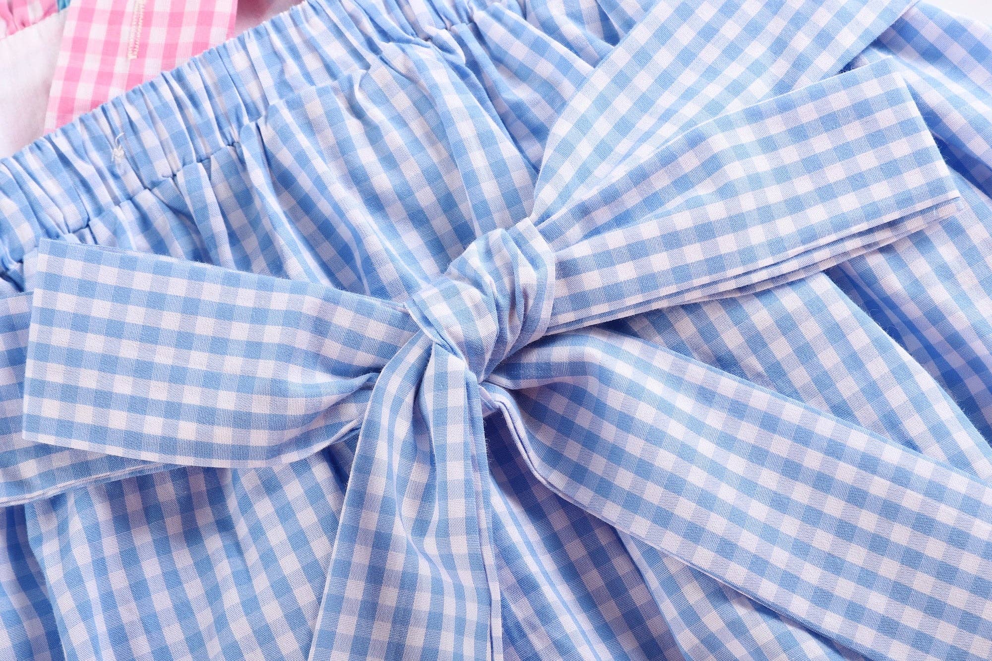 Baby Blue Gingham Pink Sailboats Smocked Baby Dress 3-6M - Gathering Littles