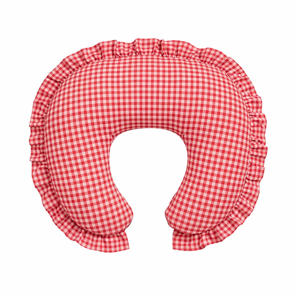 Red Gingham Ruffle Nursing Pillow Cover