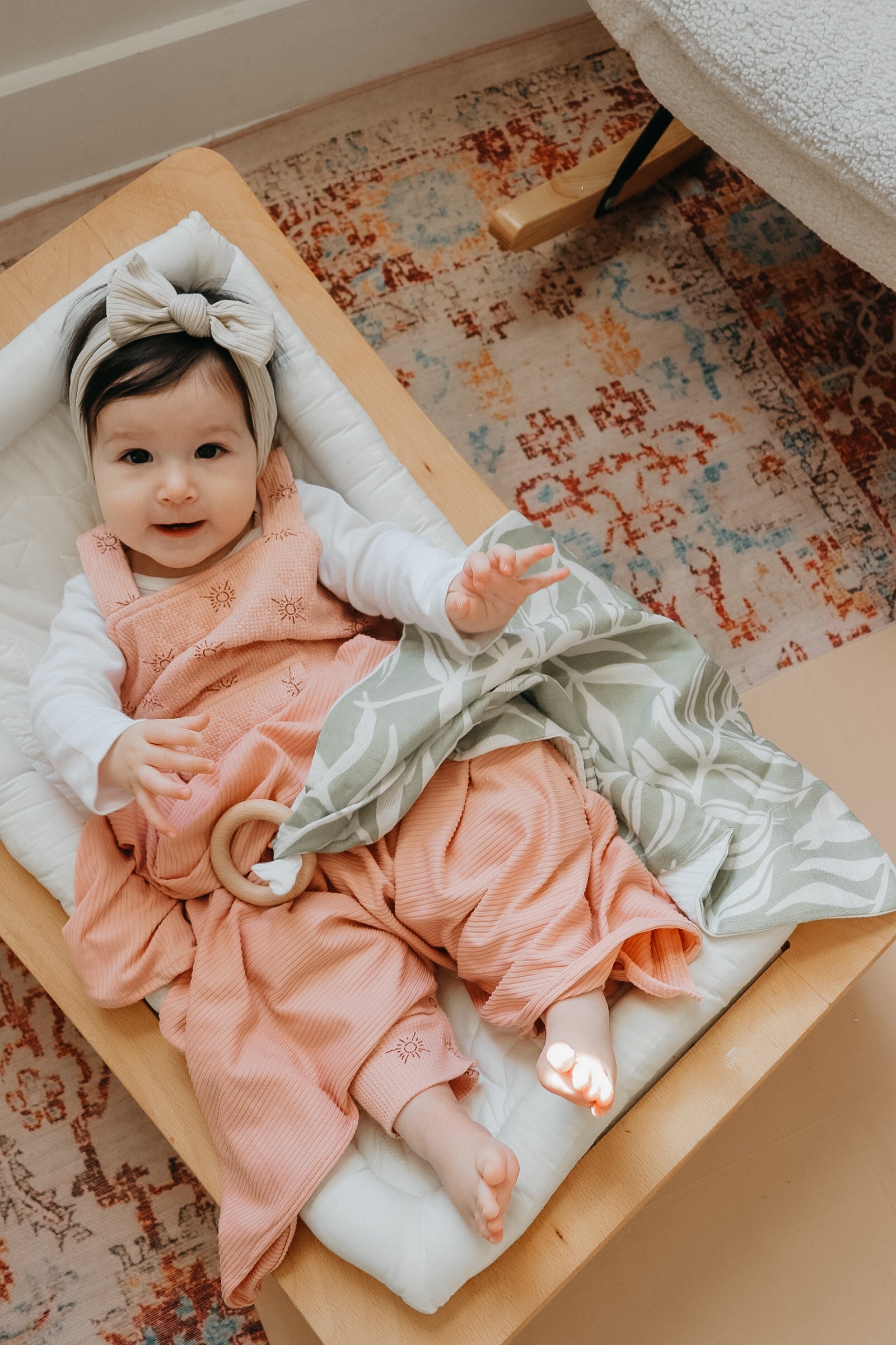 Peony Ribbed Stretch Swaddle