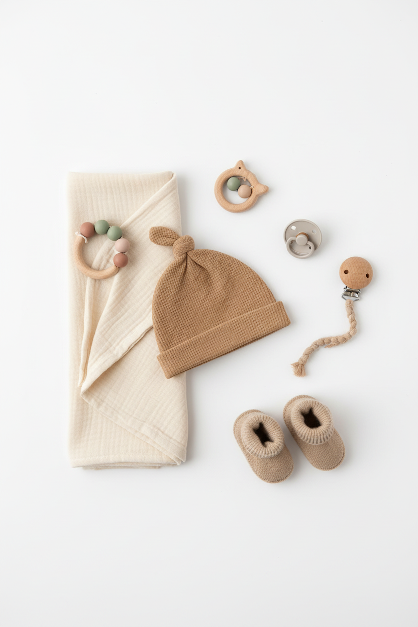 Caramel Brown Waffle Knit Newborn Baby Knot Hat