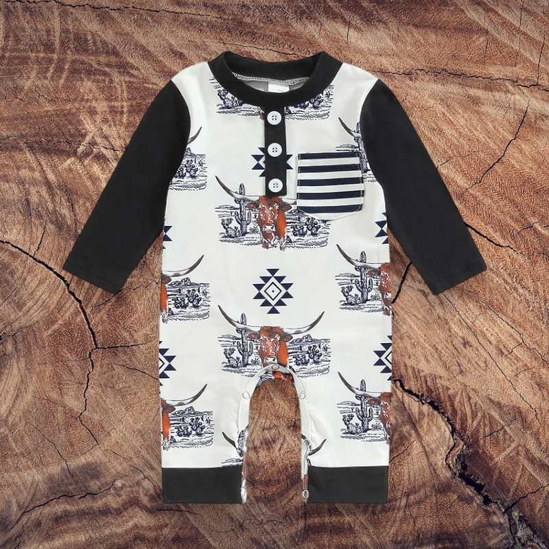 Baby Boy Romper Outfit - Aztec Desert Print - Gathering Littles