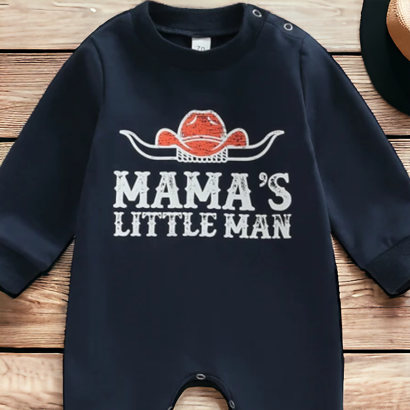 Mamas Little Man One Piece Cowboy Baby Romper - Gathering Littles
