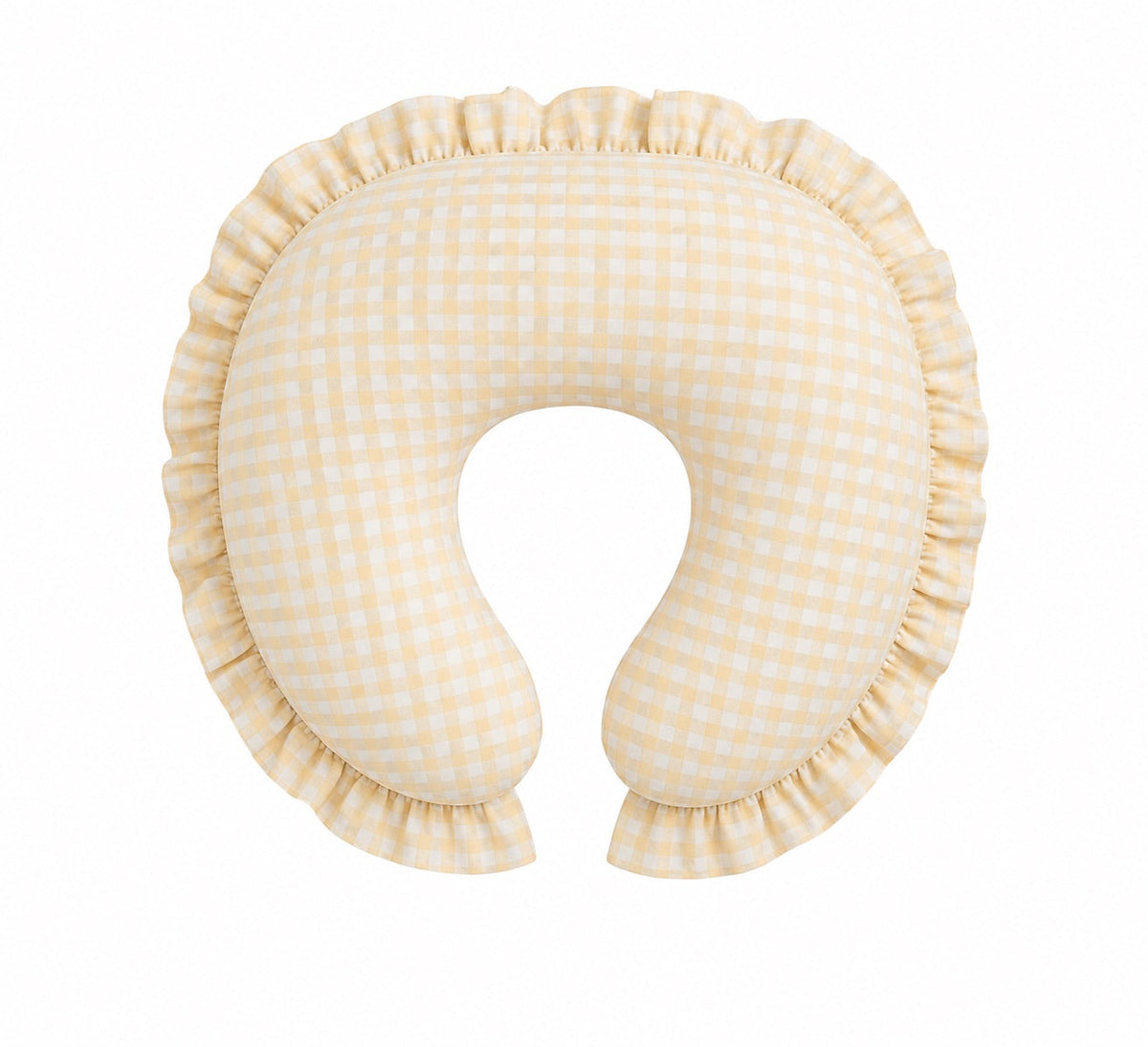 Yellow Gingham Ruffle Nursing Pillow Cover