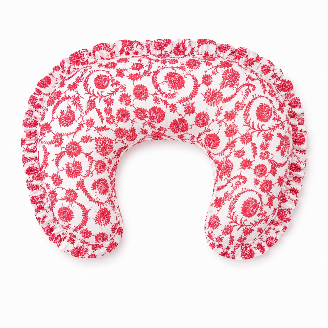 Red Chinoiserie Ruffle Nursing Pillow Cover