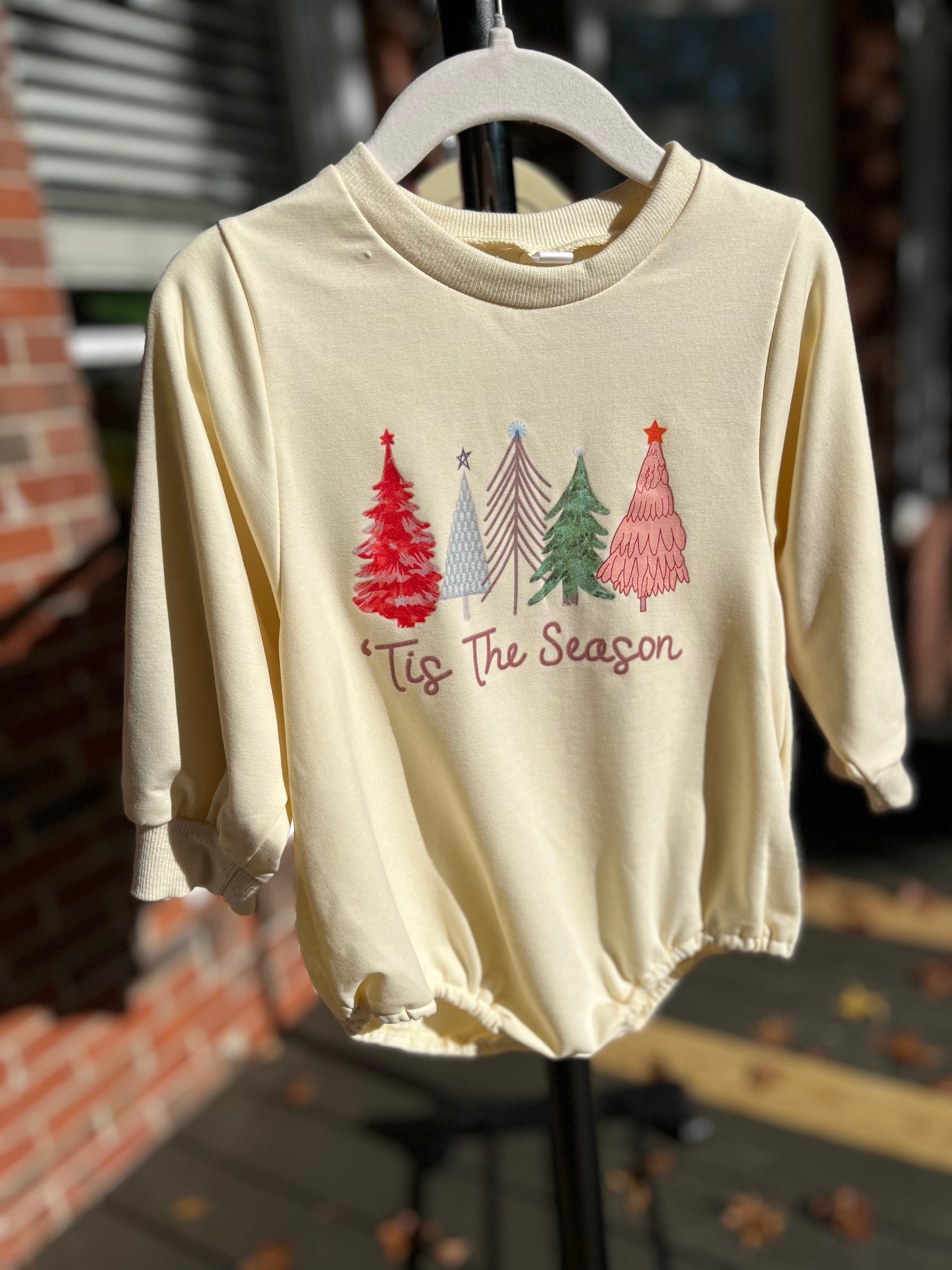 "Tis the Season" Baby Christmas Onesie Bubble Romper - Gathering Littles