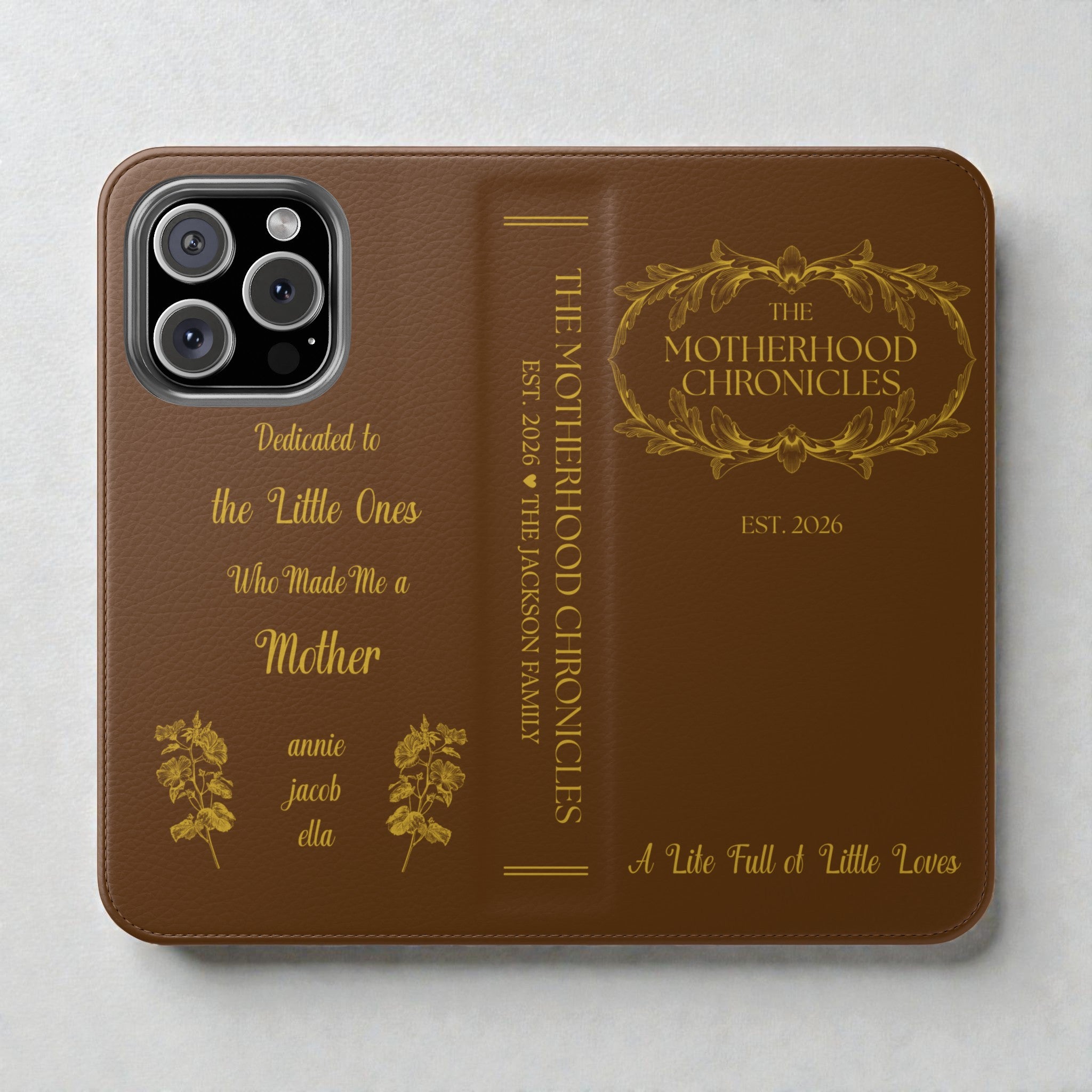 Motherhood Chronicles Faux-Leather Book Phone Case
