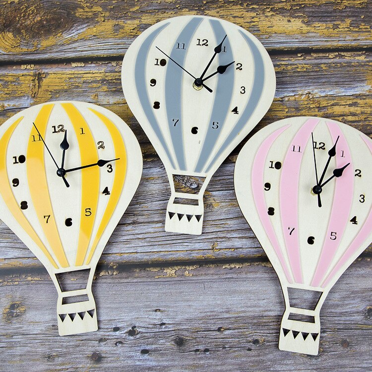 Hot Air Balloon Wooden Wall Clock for Baby Nursery - Gathering Littles
