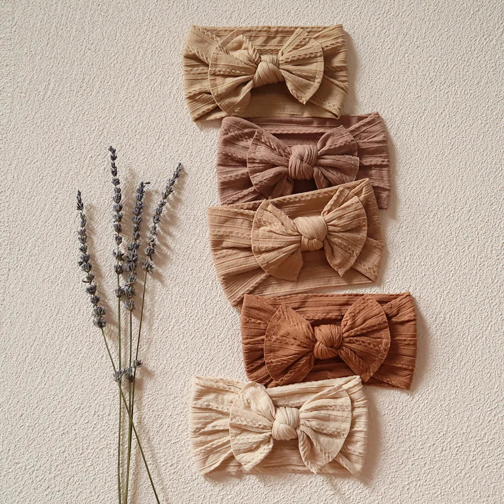 Knit Newborn Baby Headbands Set with Bow, Elastic Hair Bands Set for Baby - Gathering Littles