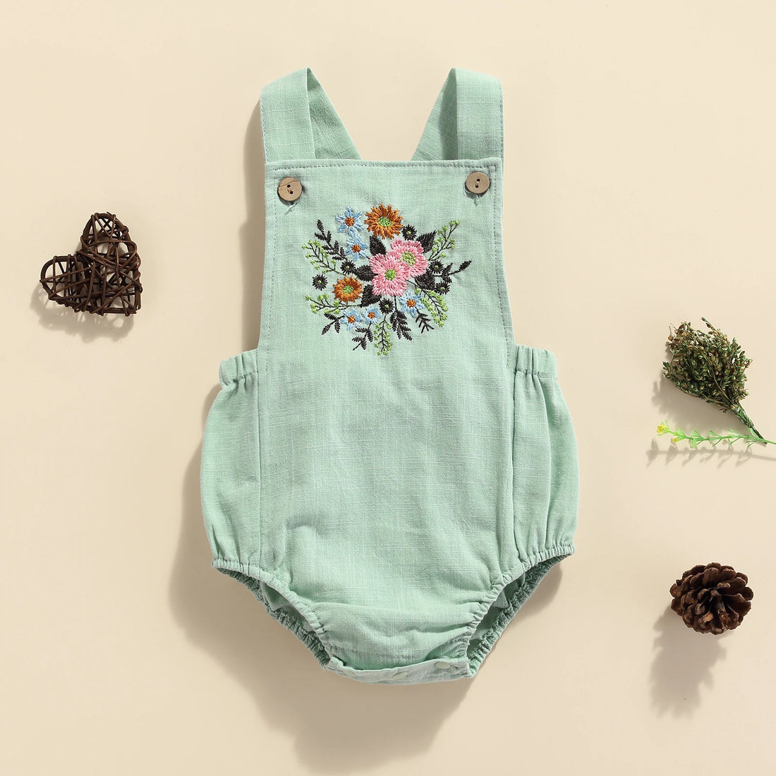 Lioraitiin 0-18m Infant Baby Girl Bodysuit Sleeveless Flower Bottom Button Adjustable Shoulder Strap Summer Clothing - Gathering Littles
