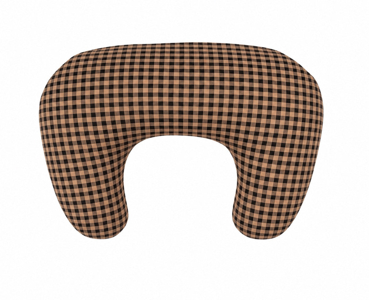 Brown Black Gingham Ruffle New Nursing Pillow Cover