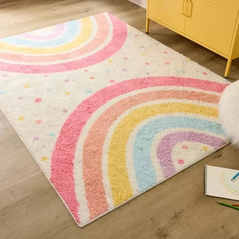 Rainbow Fluffy Carpet Living Room Hairy Nursery Play Mat For Children Shaggy Bedroom Rugs For Kids Plush Baby Rugs Soft Foot Mat - Gathering Littles