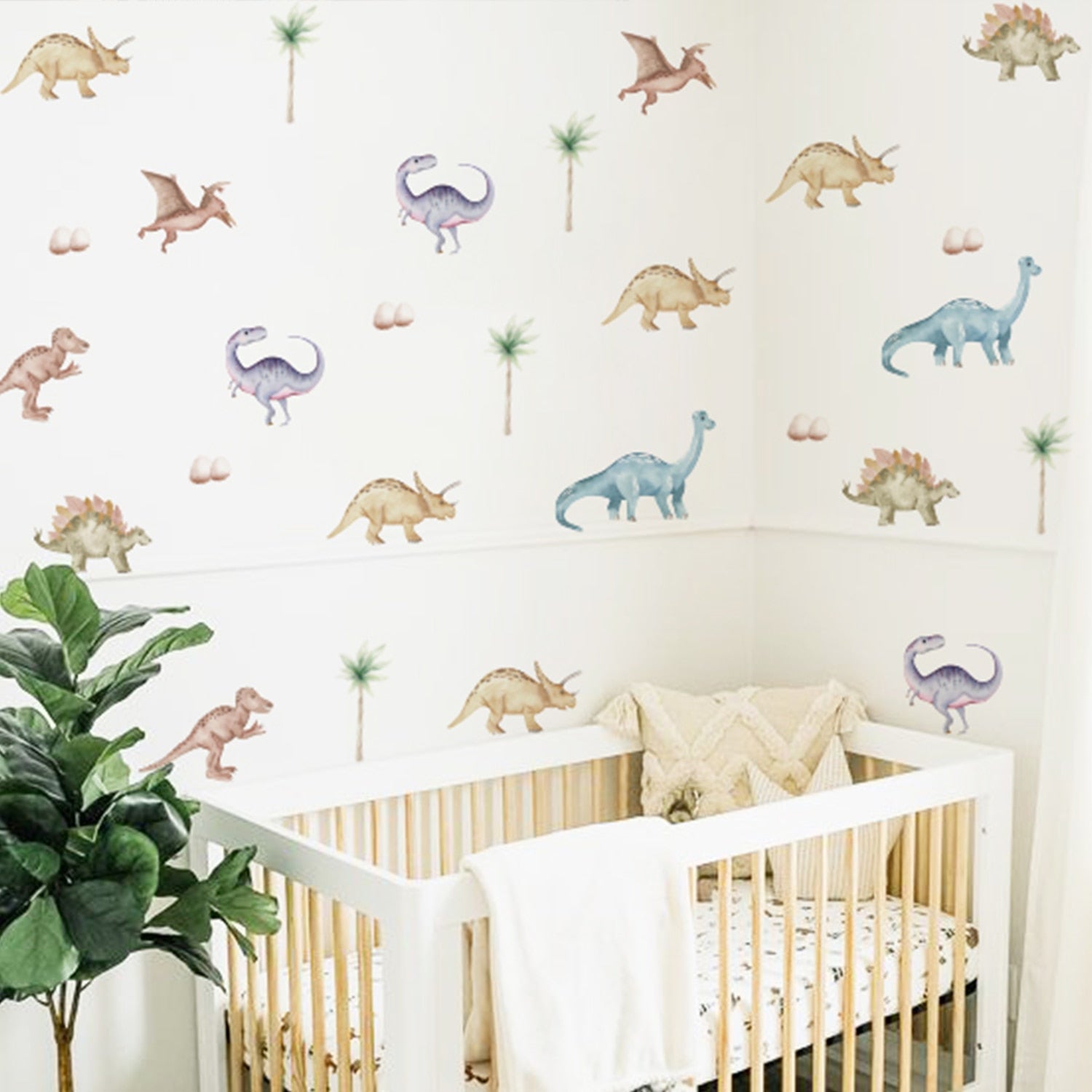 Watercolor Dinosaur Wall Stickers for Kids Room or Dinosaur Themed Nursery - Gathering Littles