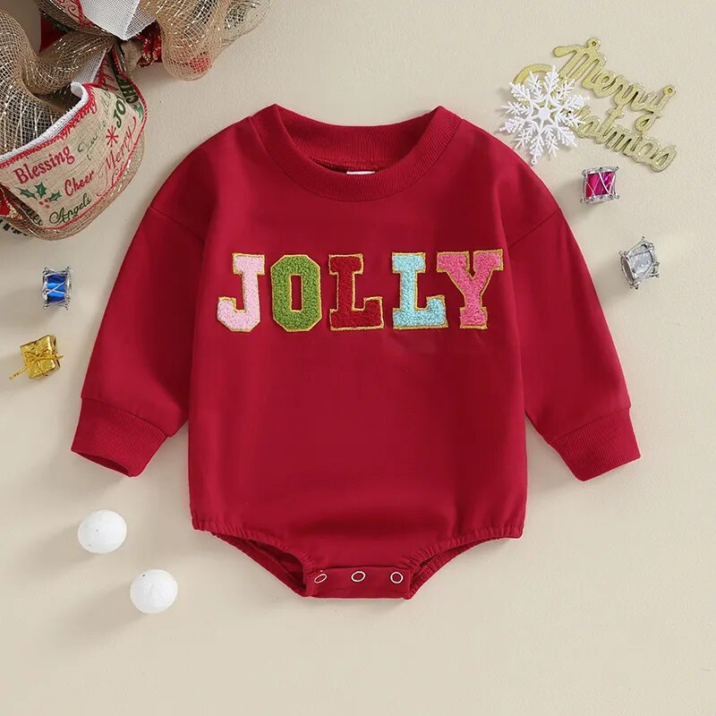 Toddler Baby Girl Jolly Christmas Sweatshirt with Patch - Gathering Littles