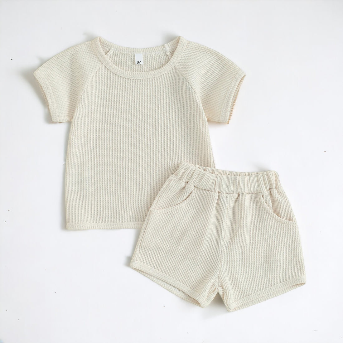 Baby Boy Ribbed Neutral T-shirt and Shorts Set - Gathering Littles