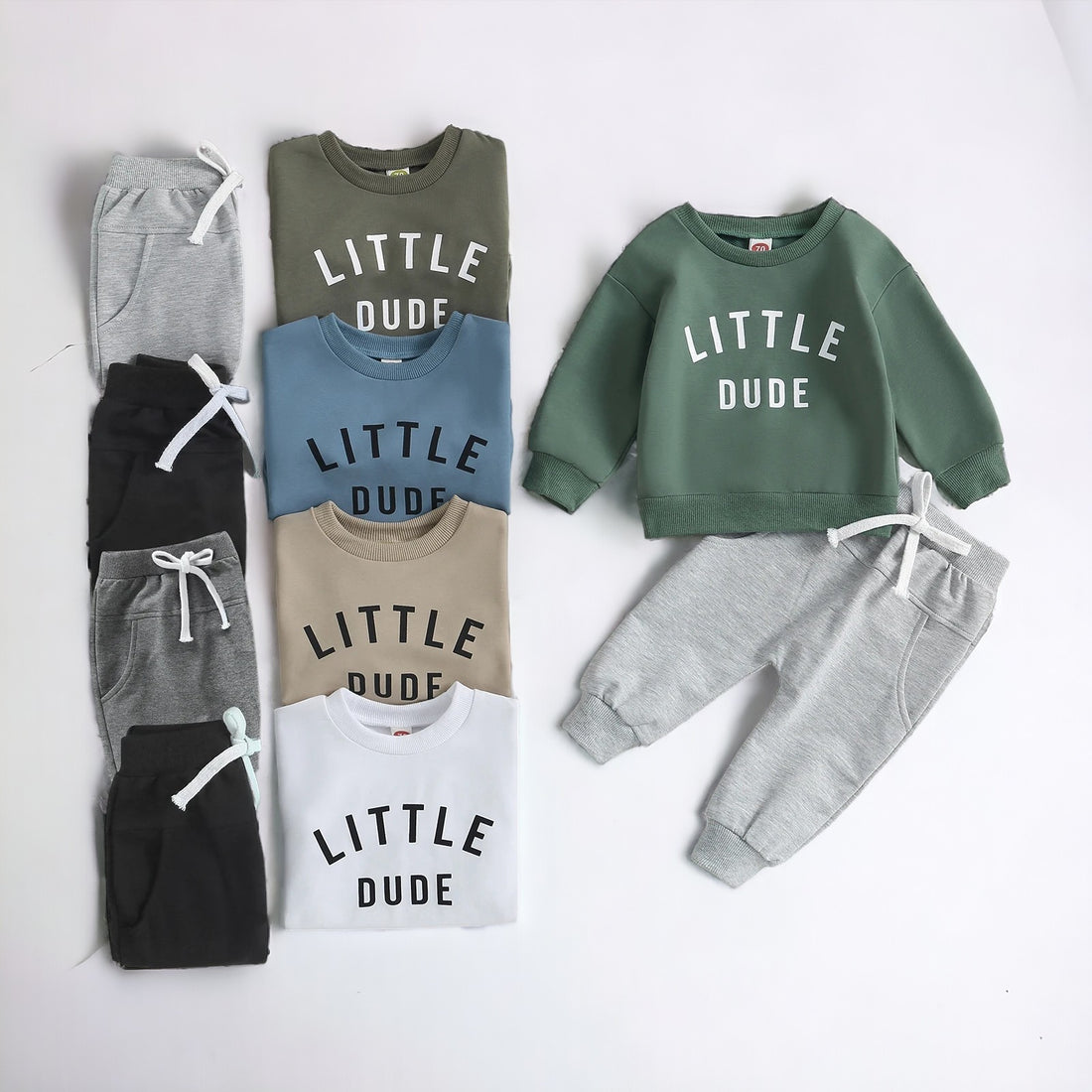 Little Dude Toddler Outfit Long Sleeve Sweatshirt and Pants Set - Gathering Littles