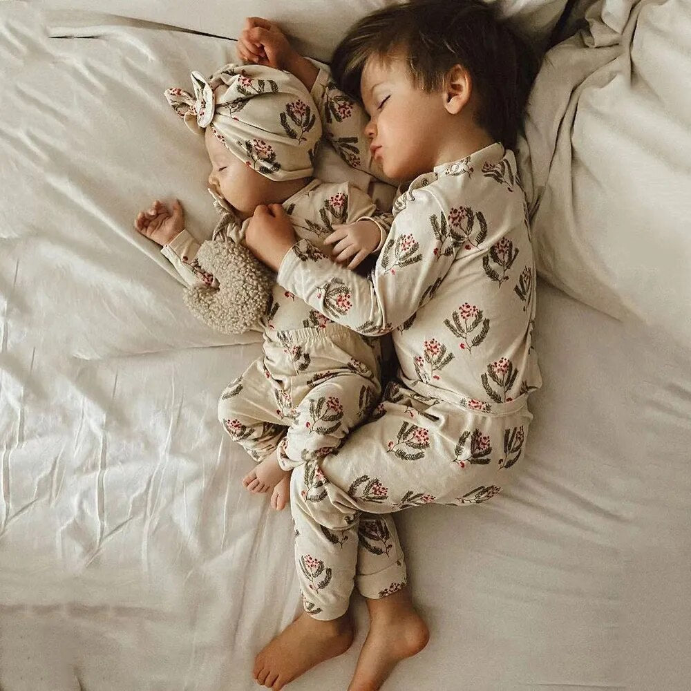 Baby & Toddler Christmas Flower Pajamas Set For Boys and Girls - Gathering Littles
