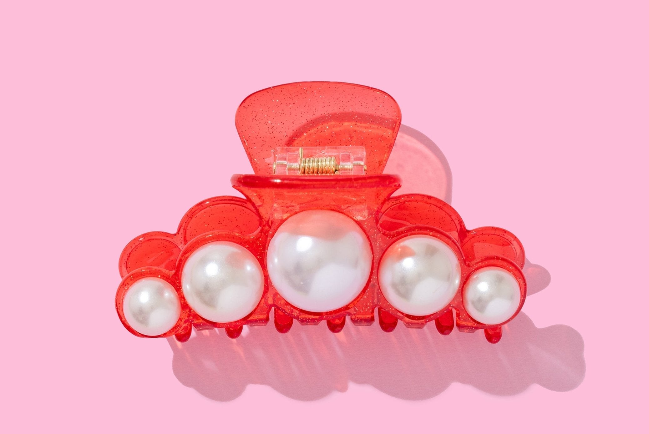 Red + Pearl Claw Clip