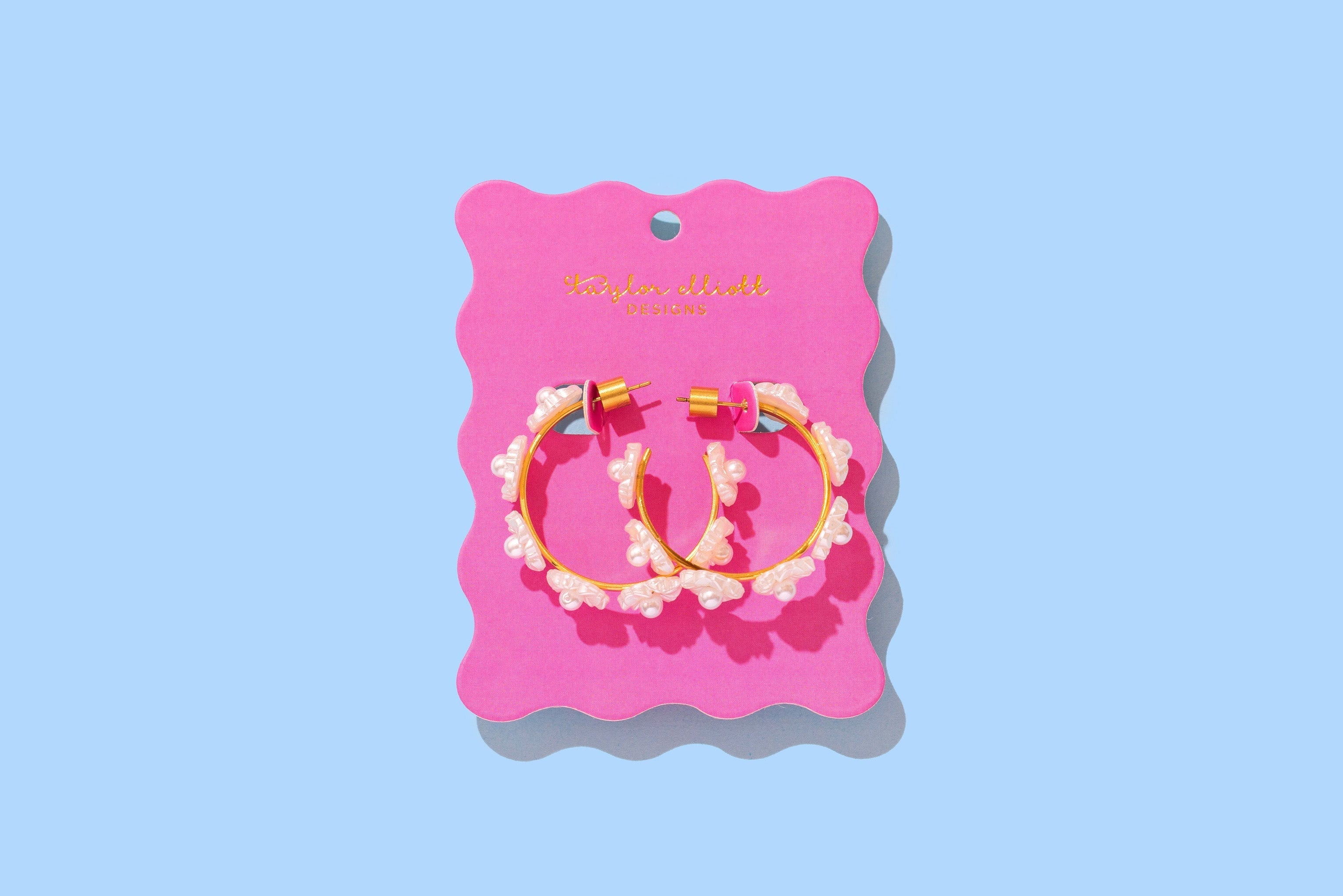Amelia Pearl Flower Small Hoop