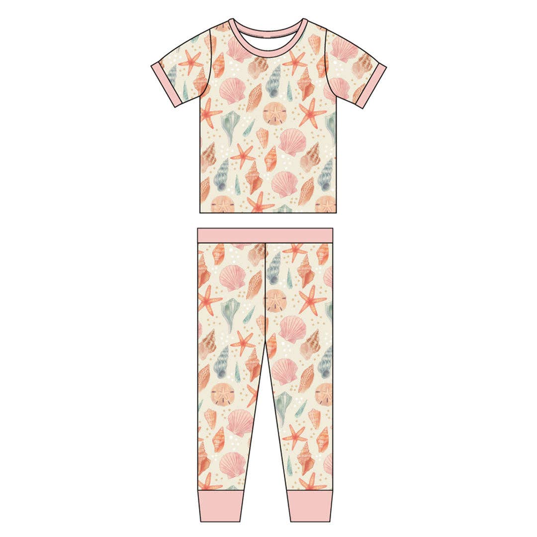 Sandy Seashells Beachy Bamboo Kids Pajamas Toddler Sleep Set