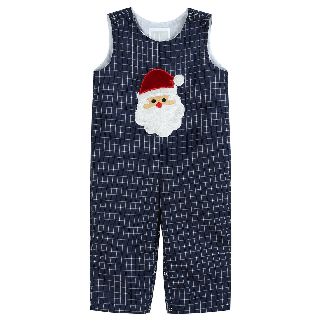 Baby &amp; Toddler Blue Tweed Plaid Christmas Santa Overalls - Gathering Littles