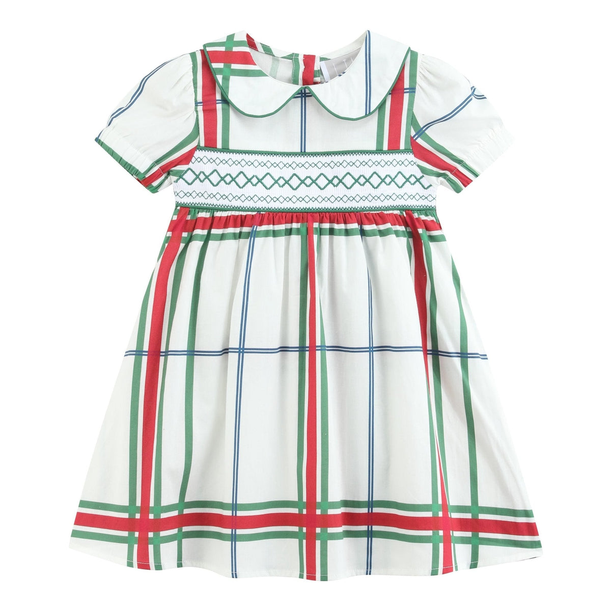 Christmas Plaid Smocked Collar Dress