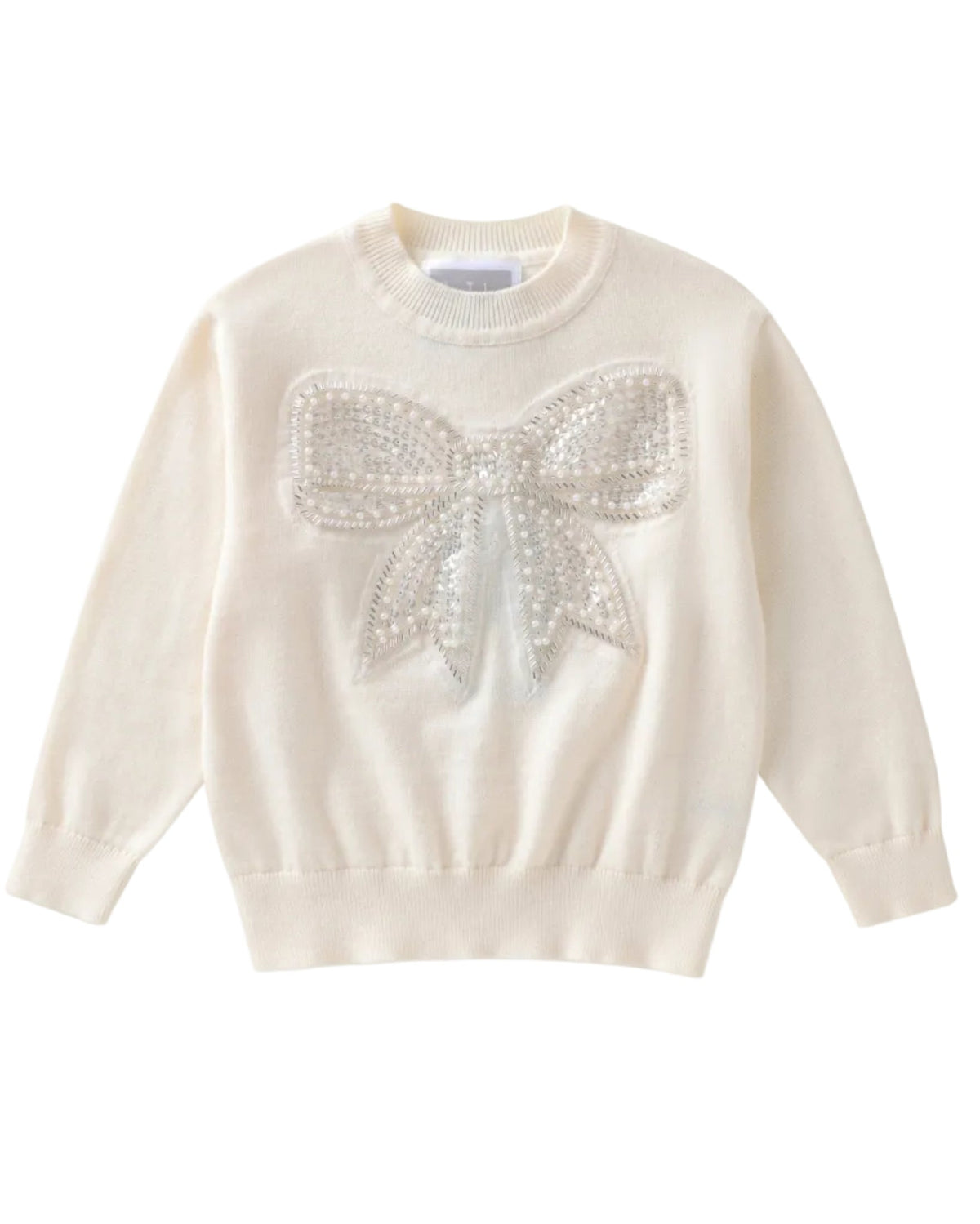 Cream Sparkly Bow Sweater
