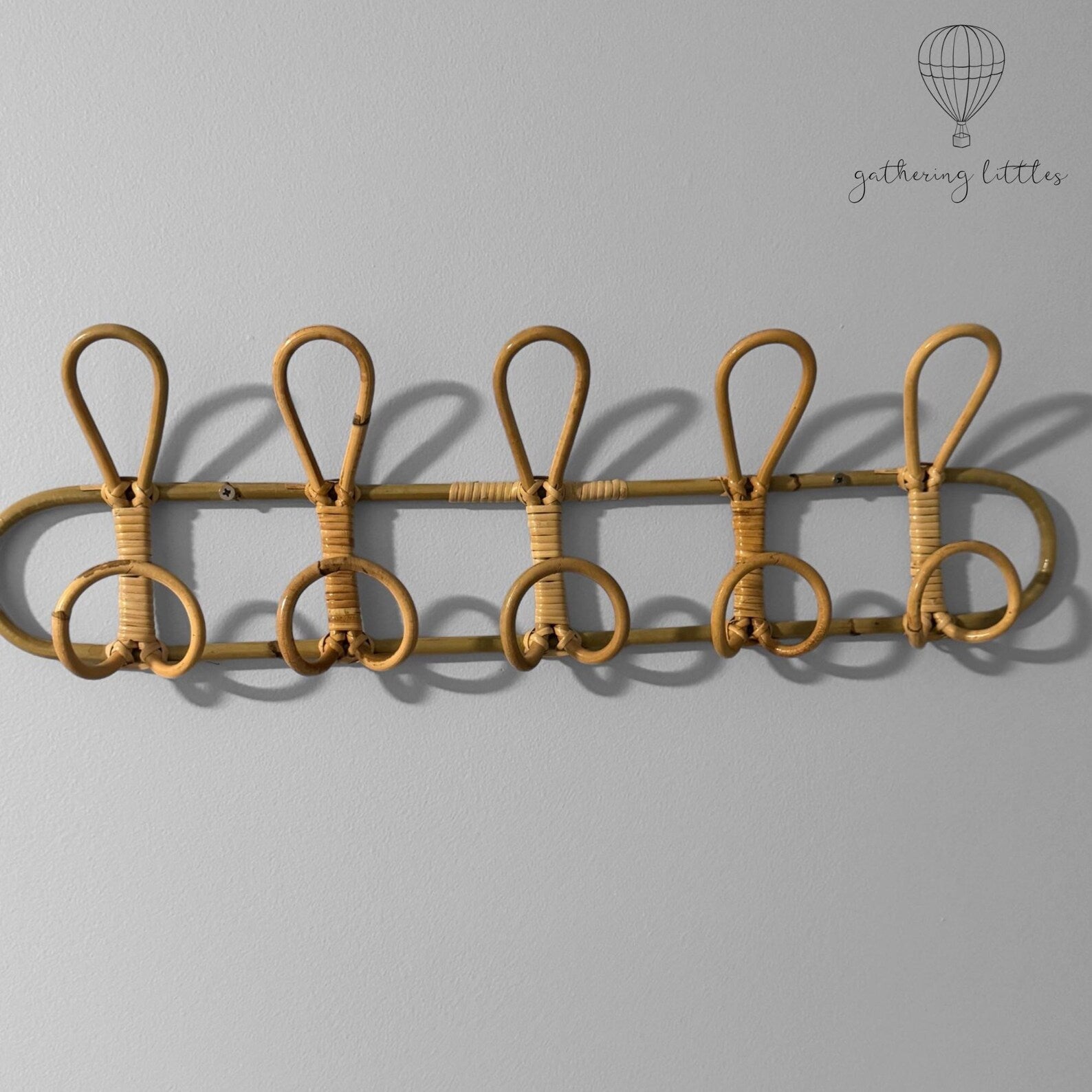 Bamboo Rattan Wall Hooks for Baby Nursery