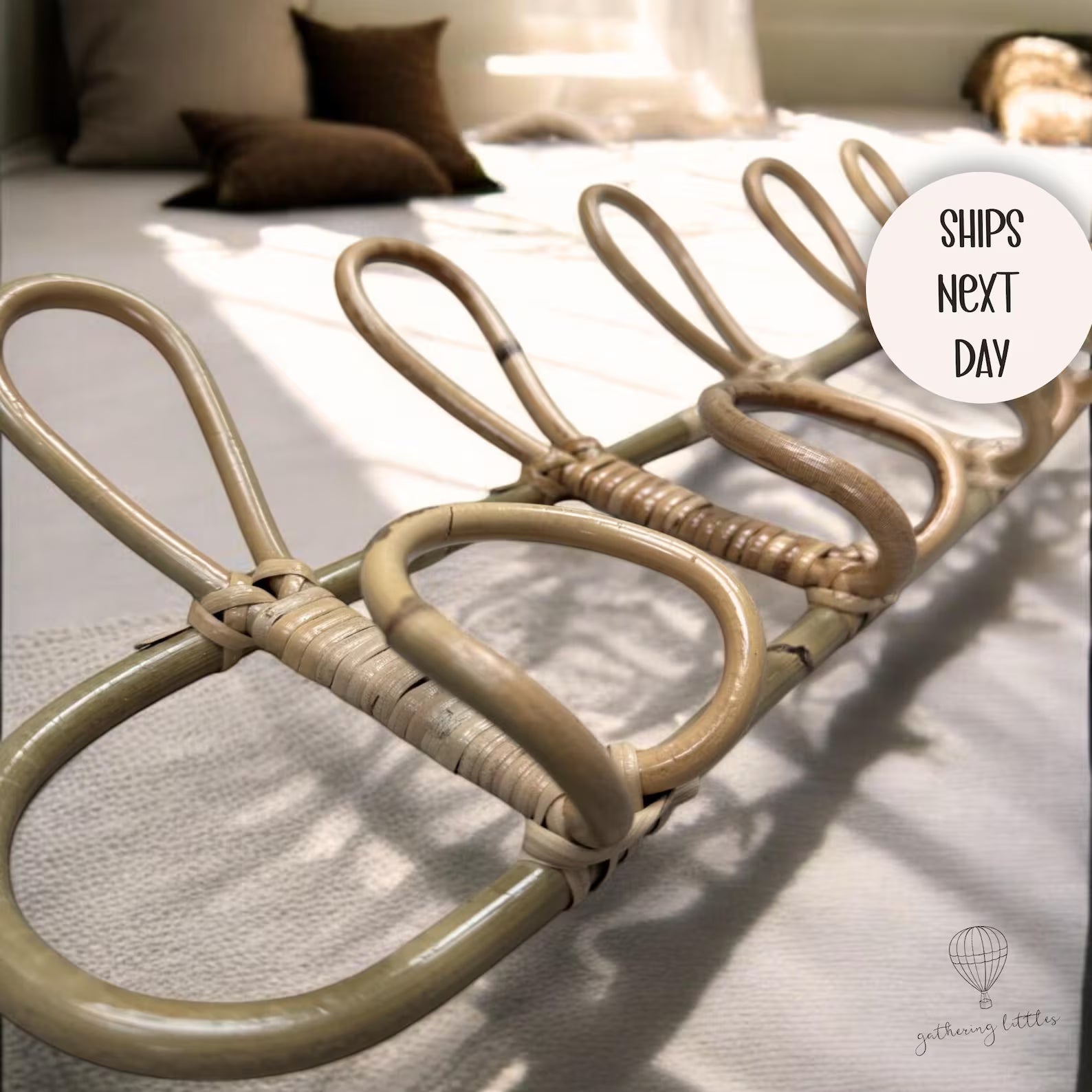 Bamboo Rattan Wall Hooks for Baby Nursery