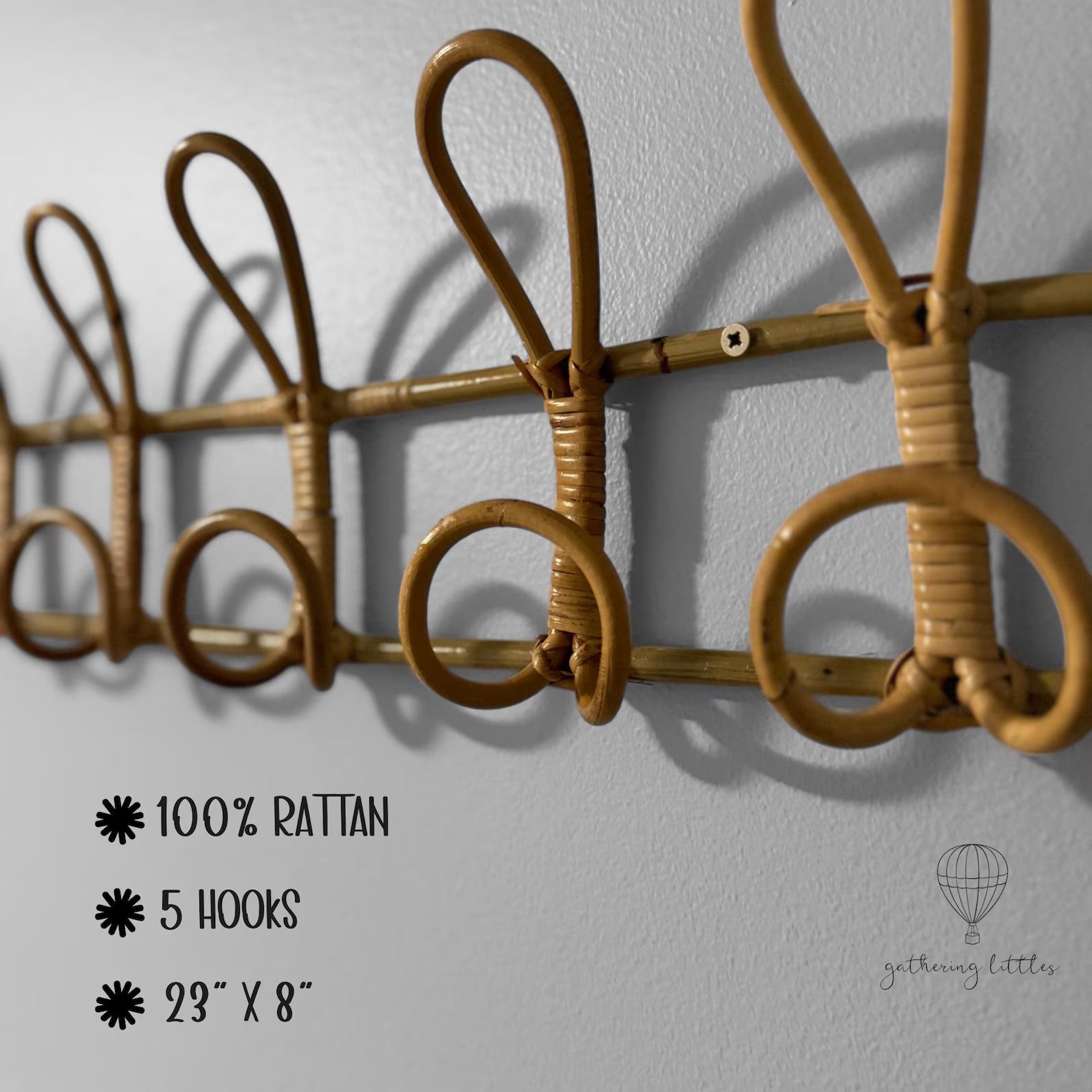 Bamboo Rattan Wall Hooks for Baby Nursery