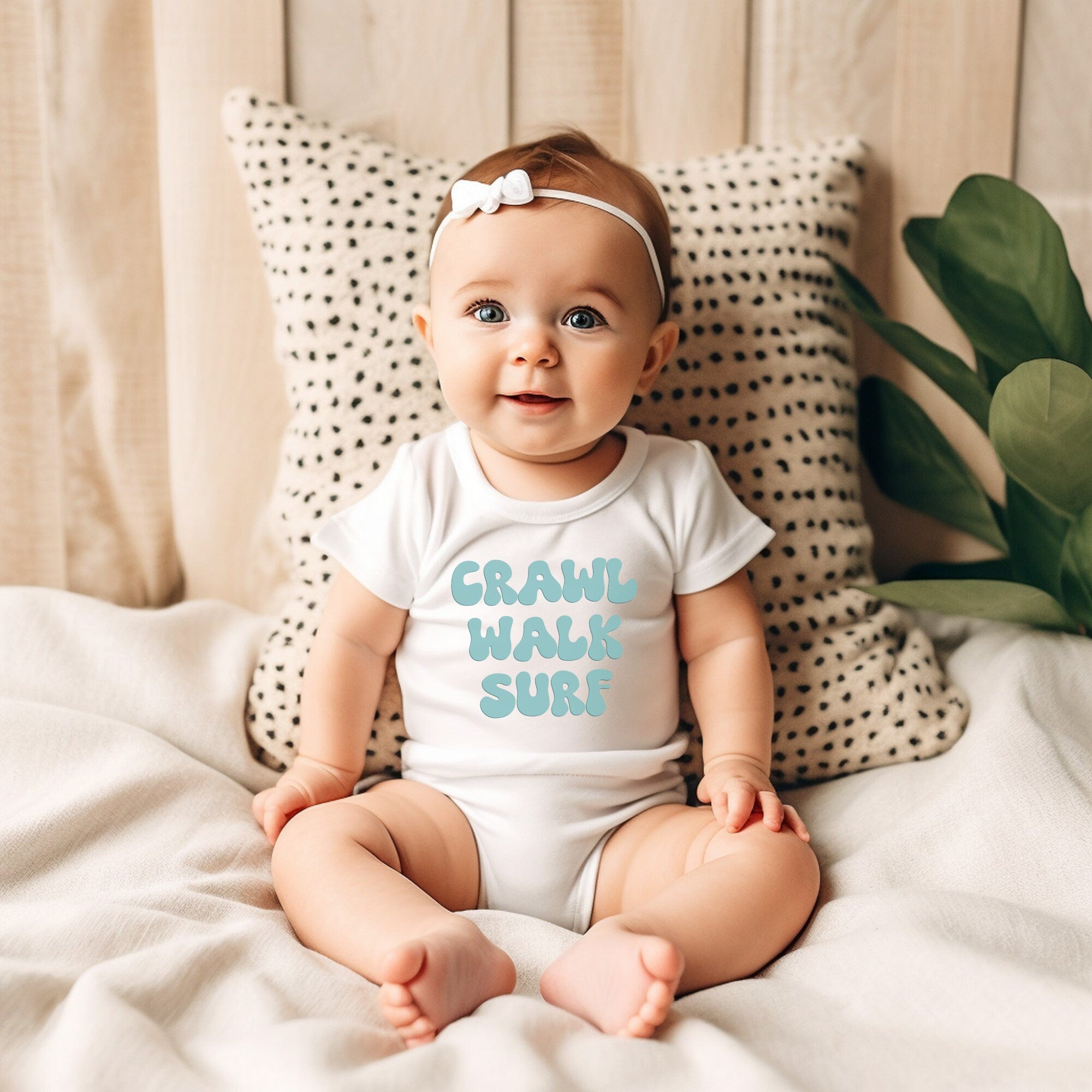 Crawl Walk Surf Baby Onesie, Surfer Baby Onesie, Cute Toddler Retro Shirt - Retro Natural Infant, Toddler & Youth Tee - Gathering Littles