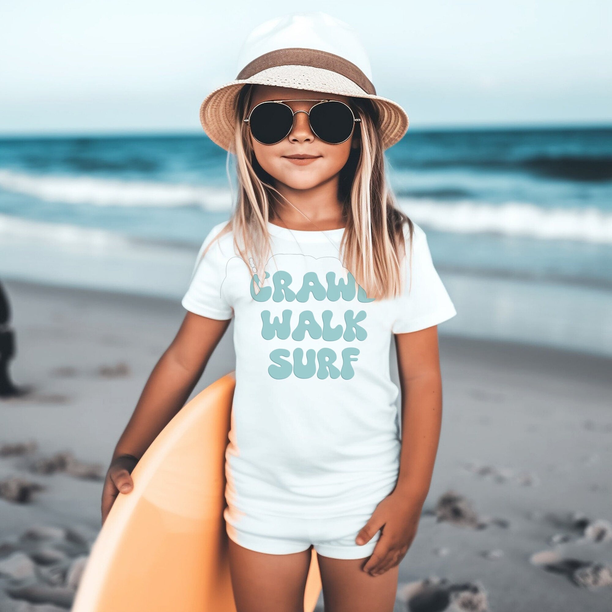 Crawl Walk Surf Baby Onesie, Surfer Baby Onesie, Cute Toddler Retro Shirt - Retro Natural Infant, Toddler & Youth Tee - Gathering Littles