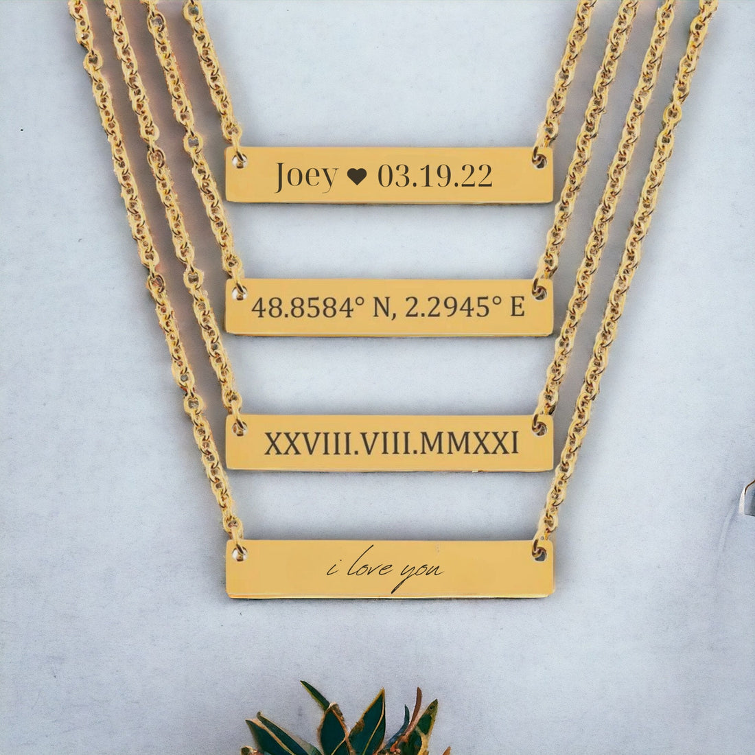Custom Bar Necklace, Name Plate Necklace, Coordinate Necklace, Gold Bar Necklace - Gathering Littles
