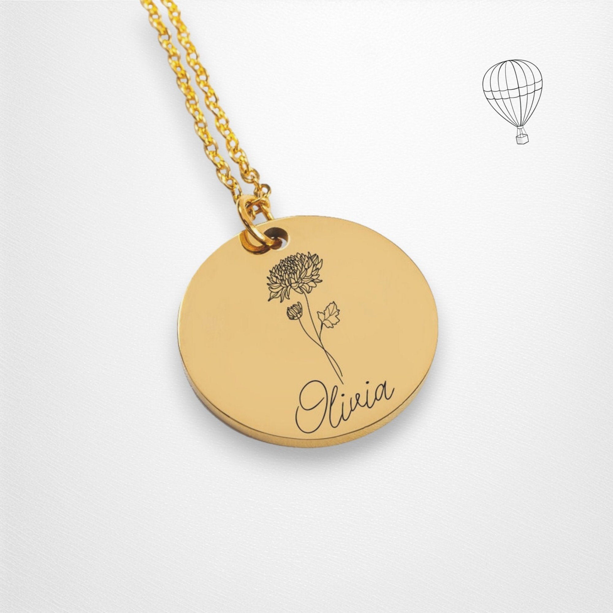 Personalized Birth Flower Gift for Mom, Personalized Name Birthflower Necklace