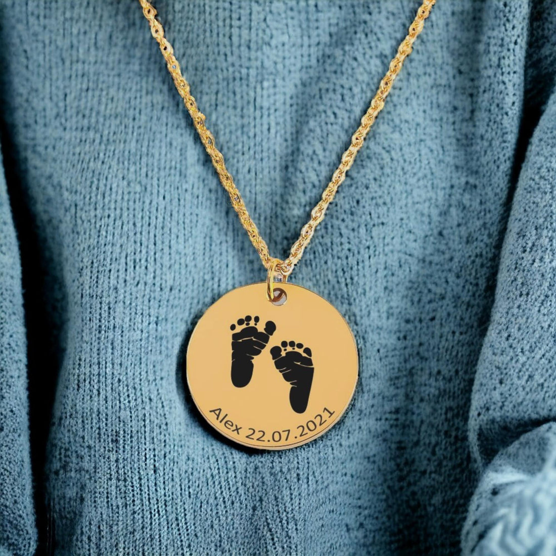 Baby Footprint Necklace, Push Present, Baby Feet Necklace, Baby Name Necklace, First Time Mom Gift - Gathering Littles