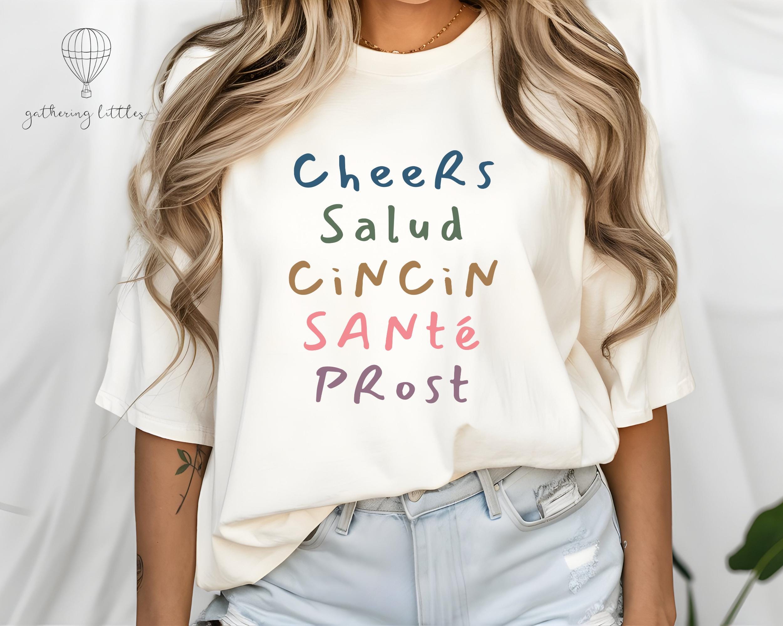Cheers Shirt, Comfort Colors Drinks Tshirt, Champagne Lover Gift, Bartender Crewneck, Bachelorette Tee, Cheers New Years Eve Shirt, salud