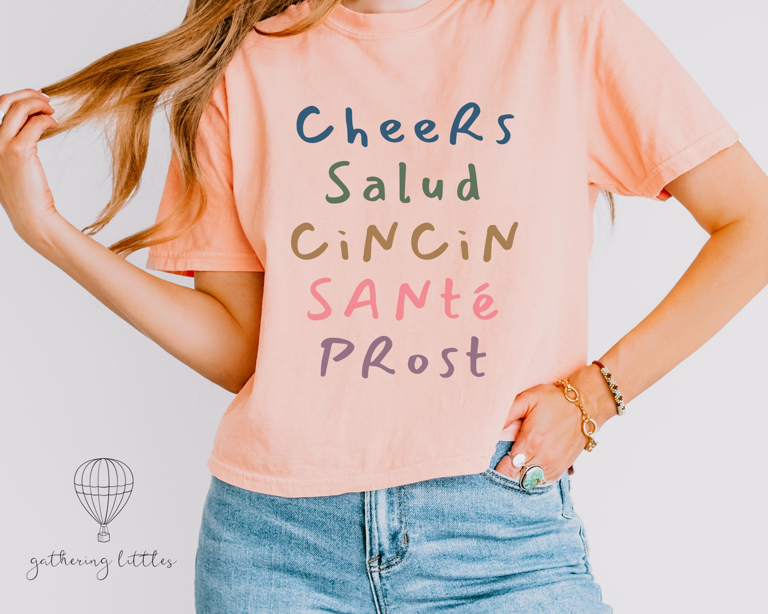 Cheers Shirt, Comfort Colors Drinks Tshirt, Champagne Lover Gift, Bartender Crewneck, Bachelorette Tee, Cheers New Years Eve Shirt, salud